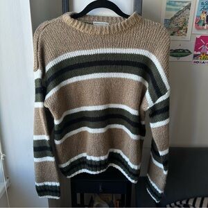 Urban Outfitters Ribbed Knit Striped Sweater in Tan